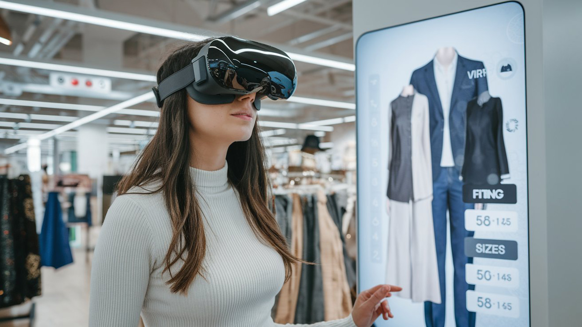 m commerce woman shopping via ar glasses online apparel
