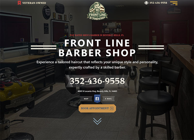 portfolio front line barbershop bootstrap 5. hero section